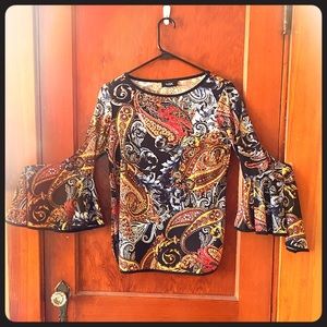 MSK polyester blouse with bell-type sleeves.